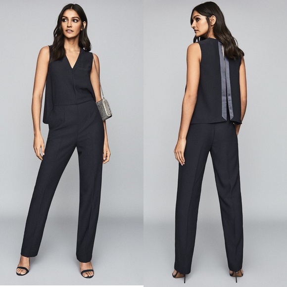 Reiss Pants & Jumpsuits Reiss Navy Marty V Neck Jumpsuit Poshmark